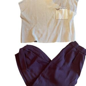 PRETTYGARDEN Ribbed Top and Pants Set